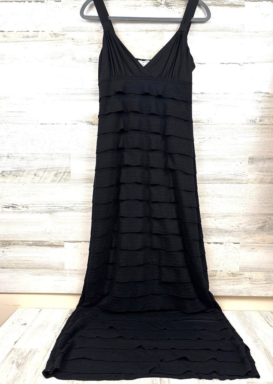 Sophie Max Elena Nora Black Tiered Maxi Dress Womens M Sleeveless NWT Boho